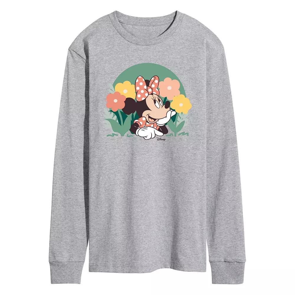 Disney's Minnie Mouse Men's Flowers Long Sleeve Graphic Tee,  Product Image