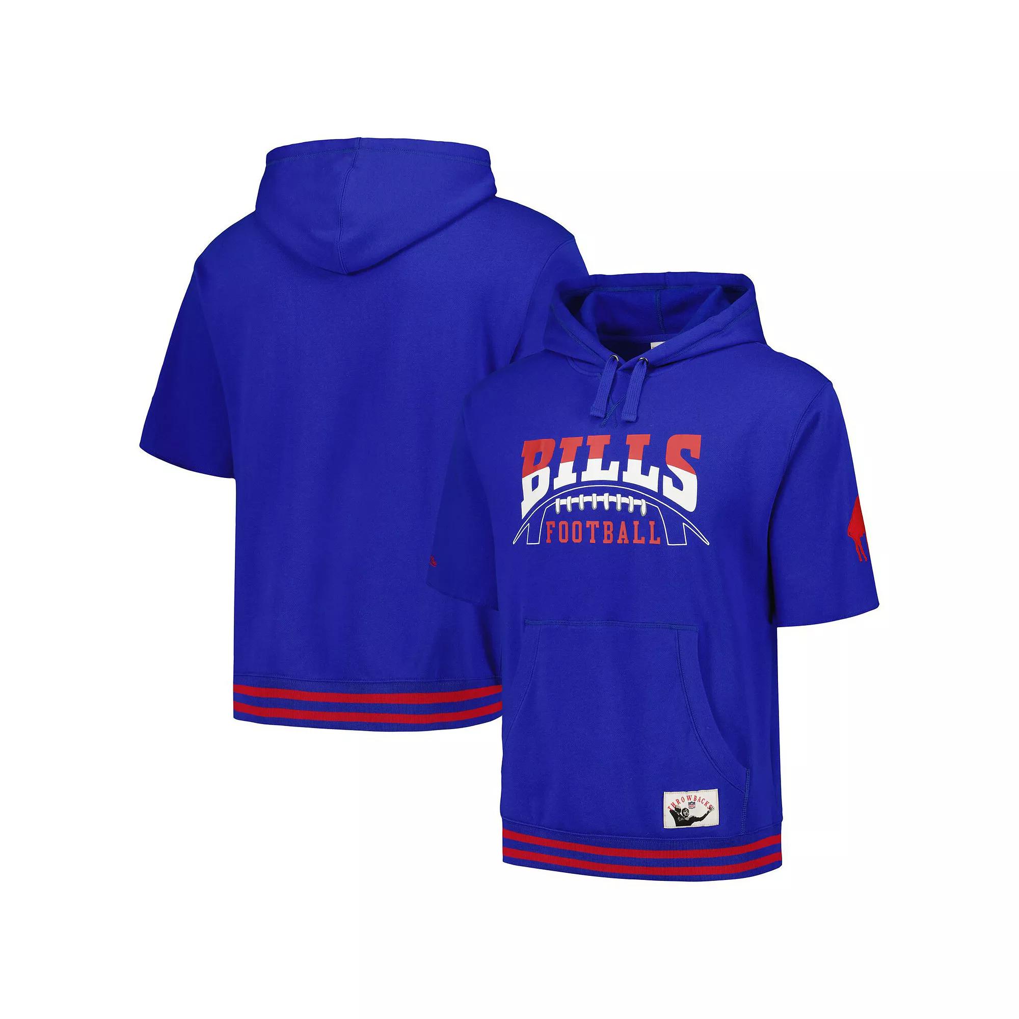 Men's Mitchell & Ness Royal Buffalo Bills Pre-Game Short Sleeve Pullover Hoodie,  Product Image