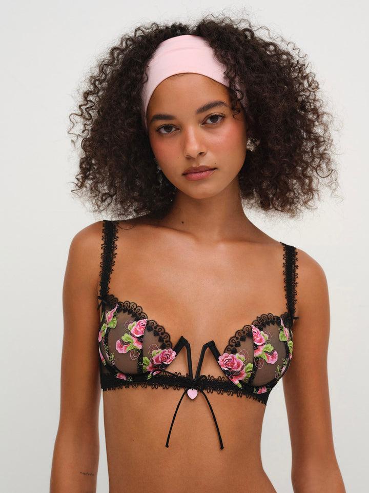 Love Garden Underwire Bra — Black Product Image