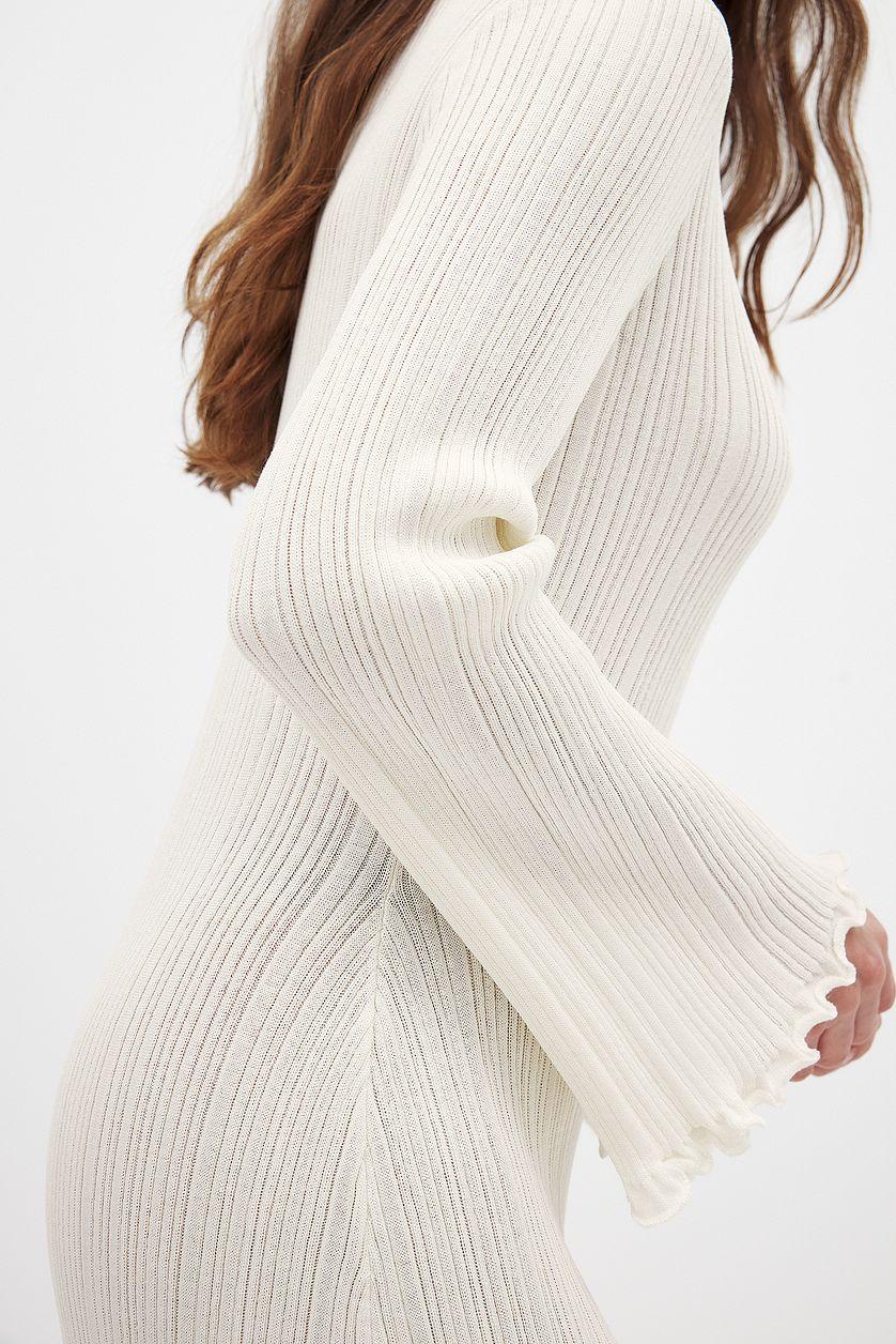 Knitted Round Neck Frill Maxi Dress Product Image