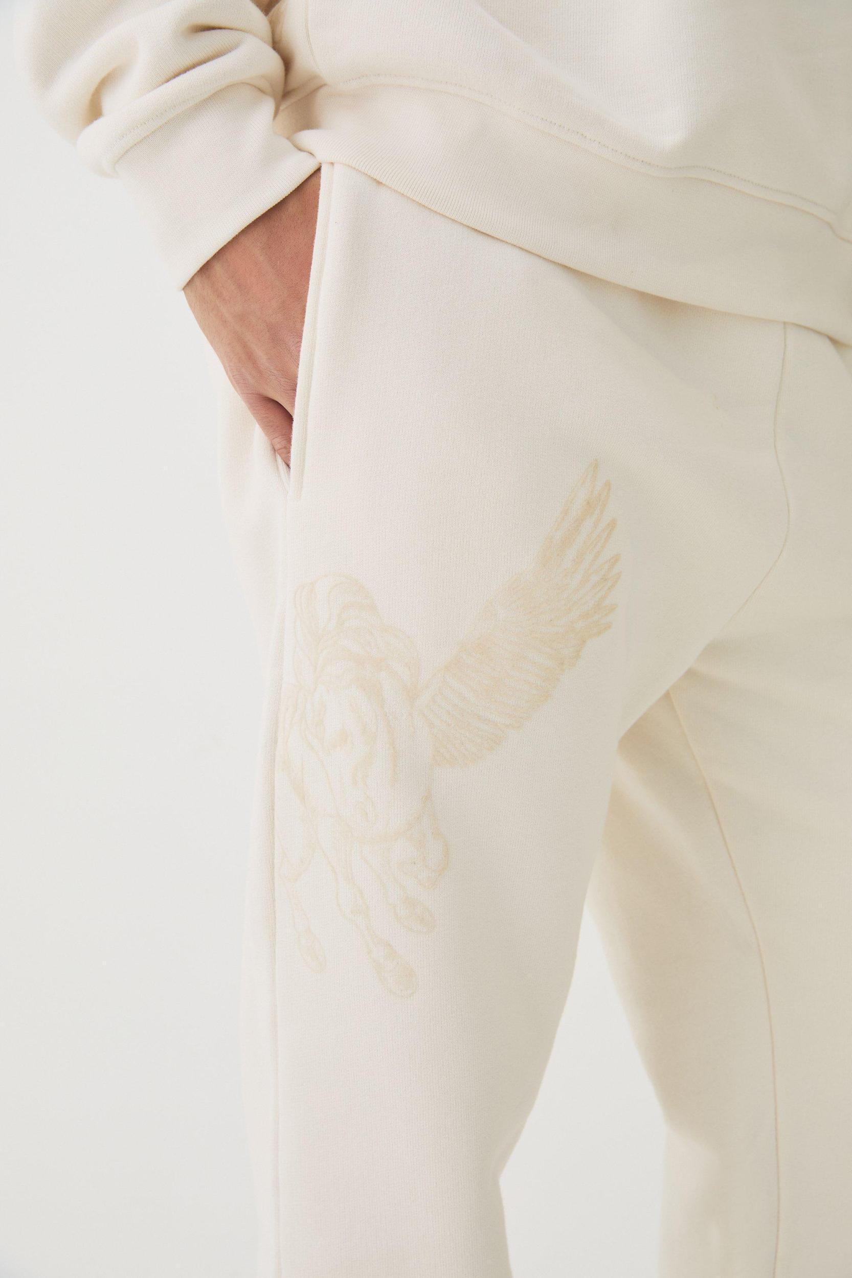 Regular Fit Smart Split Hem Super Heavyweight Flock Print Sweatpants | boohooMAN USA Product Image