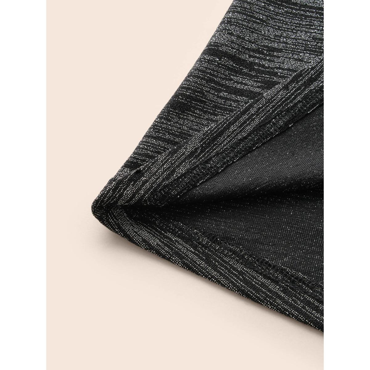 Plus Size Glitter Round Neck Backless Dress Black Women Cocktail Texture Party Curvy Bloomchic 26/4X Product Image