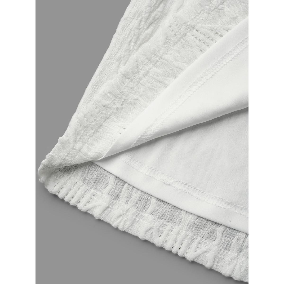 Plus Size Flutter Sleeve Textured Pockets Midi Dress Ivory Women Casual Texture Round Neck Cap Sleeve Curvy BloomChic 30/6X Product Image