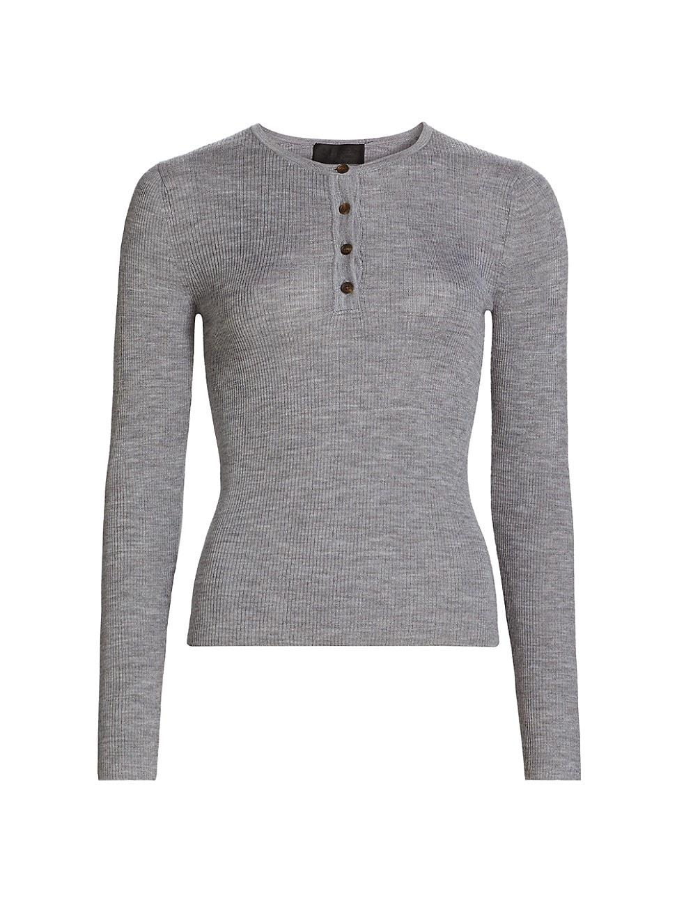 Womens Klarise Wool-Silk Henley Sweater Product Image