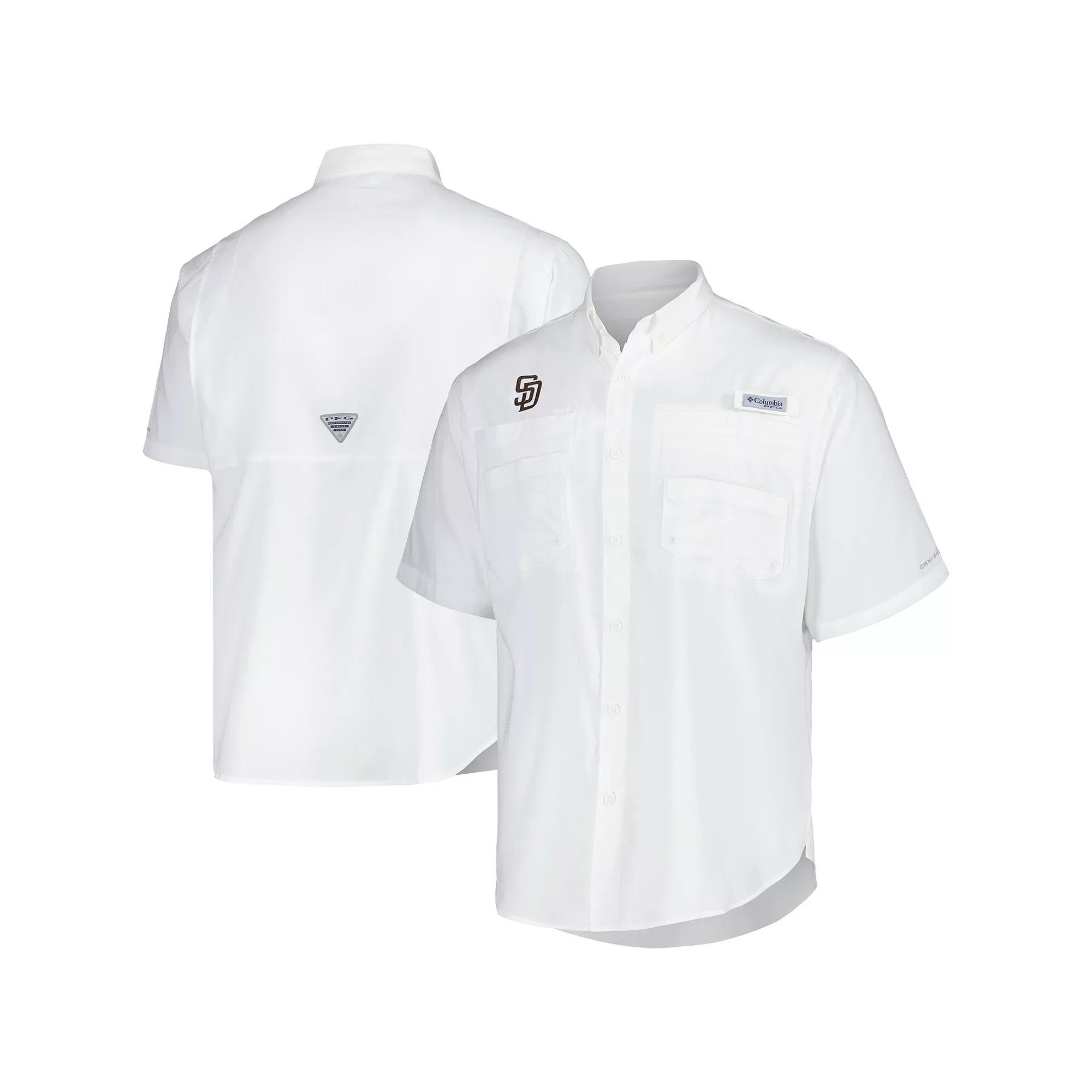 Men's Columbia White San Diego Padres Tamiami Omni-Shade Button-Down Shirt, Size: Small Product Image