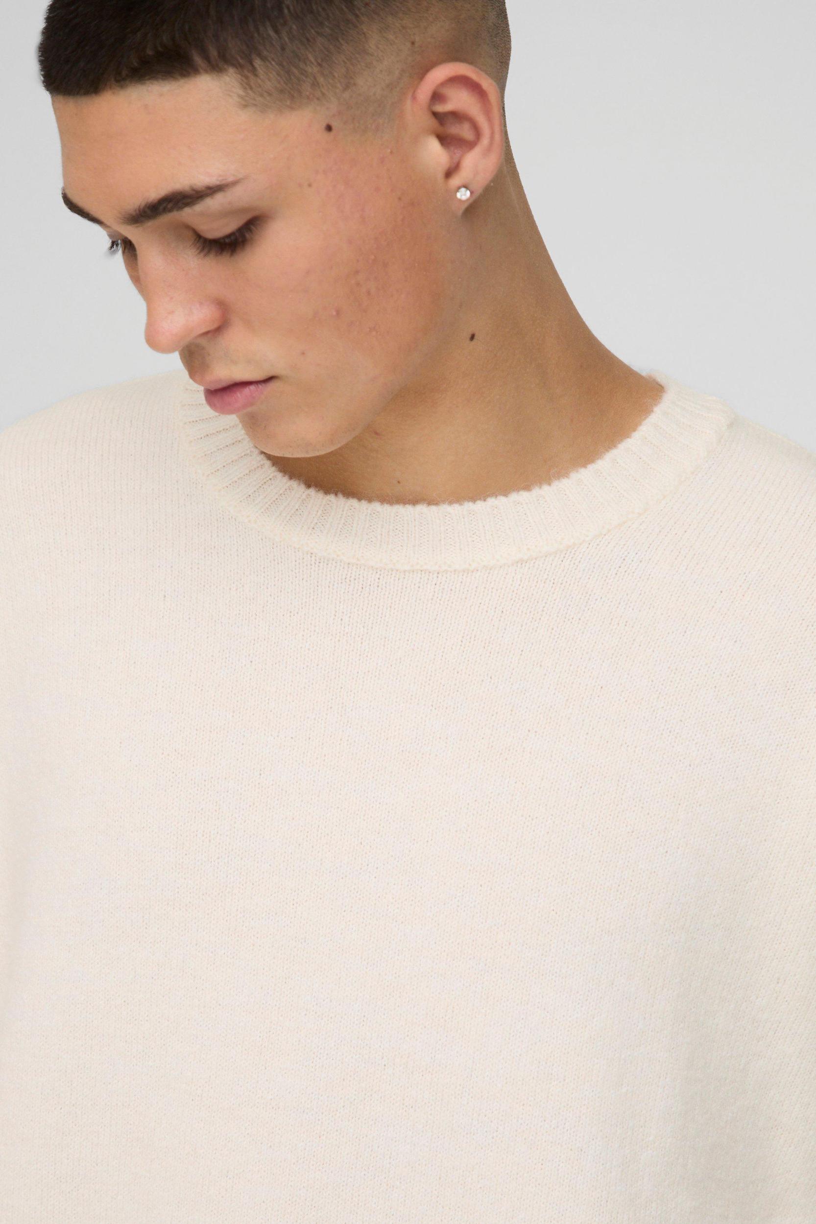 Oversized Boxy Brushed Knitted Sweater | boohooMAN USA Product Image