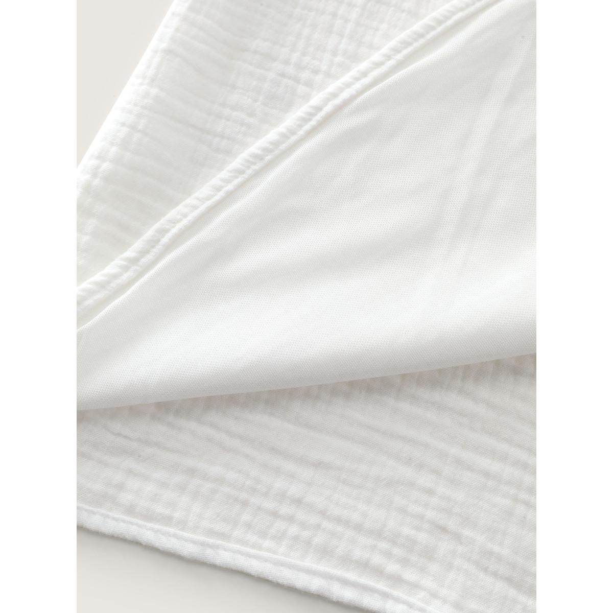 Plus Size Originalwhite Cotton Textured Embroidered Notched Collar Blouse Women Resort Long Sleeve Flat collar with V-notch Vacation Blouses BloomChic 10/M Product Image