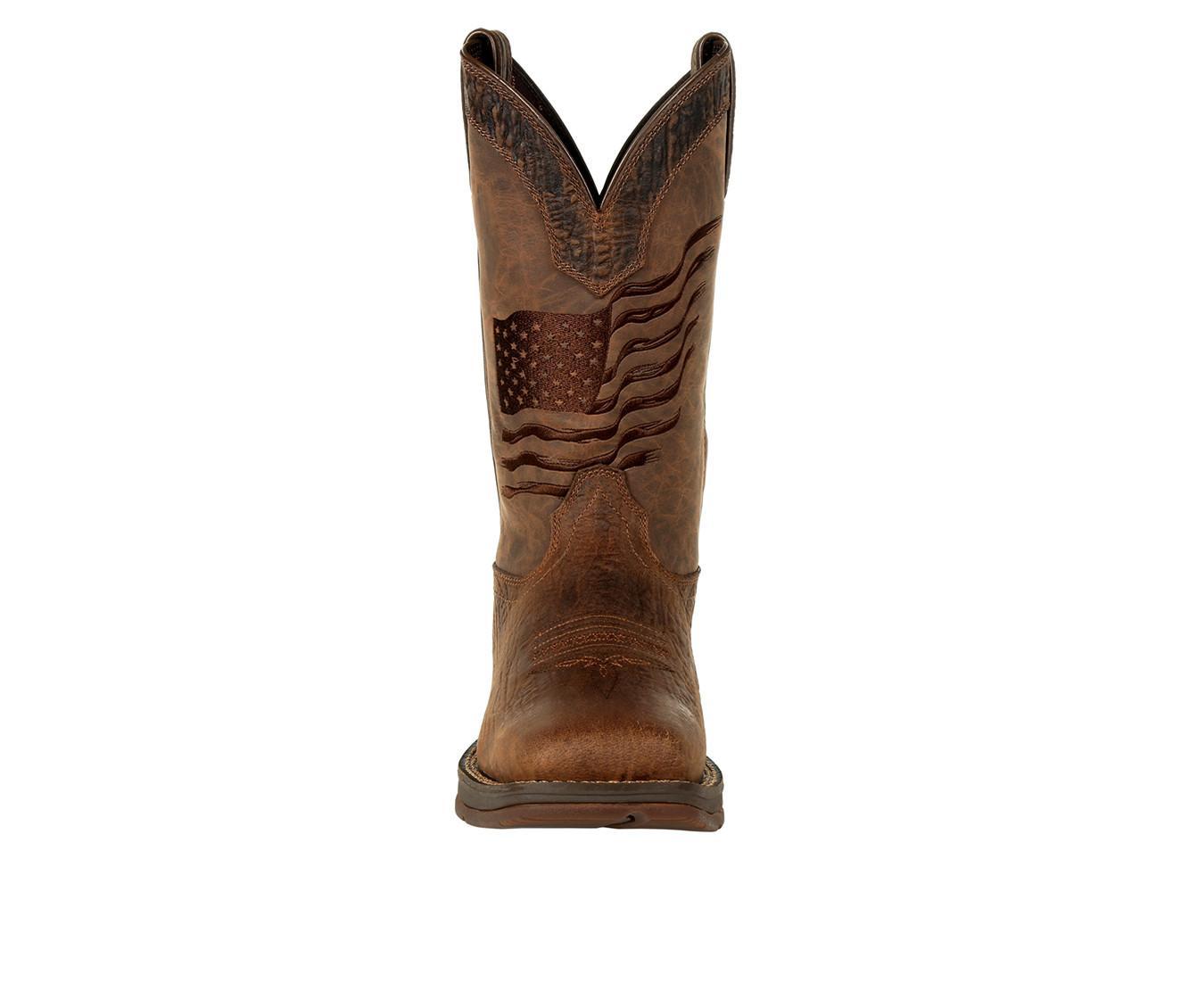 Men's Durango Rebel Brown Distressed Flag Embroidery Western Boots Product Image
