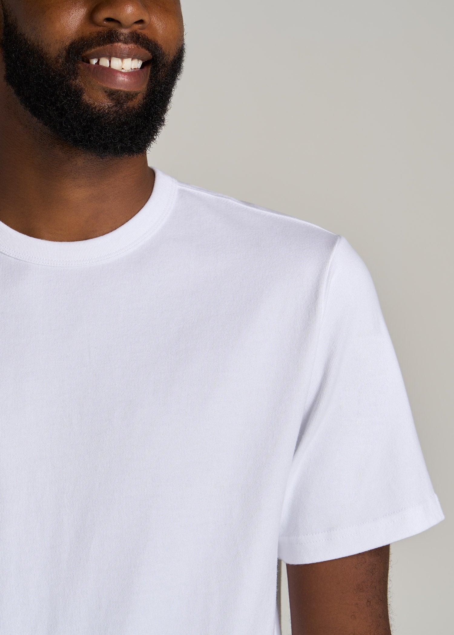 LJ&S Heavyweight Relaxed Fit Tee for Tall Men in White Male Product Image