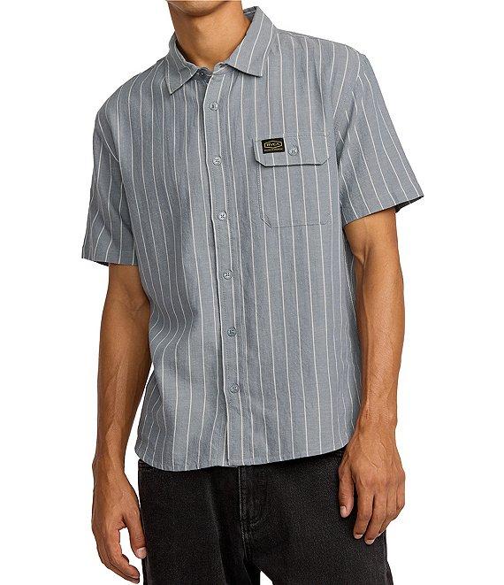 RVCA Dayshift Striped Short Sleeve Chambray Shirt Product Image