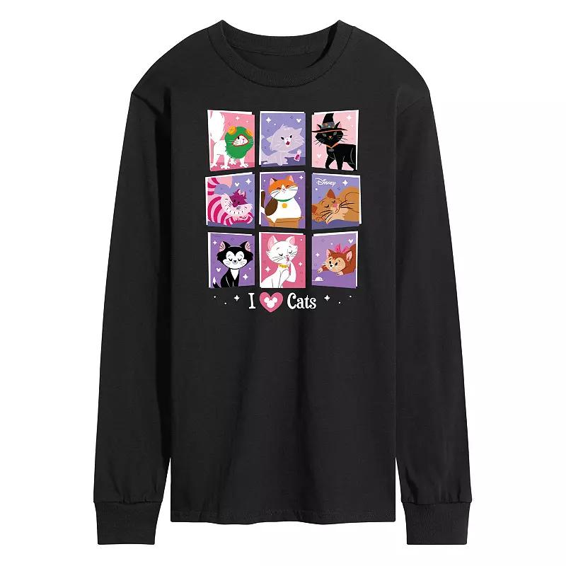 Disney's Men's Grid Of Assorted Cats Long Sleeve Graphic Tee,  Product Image