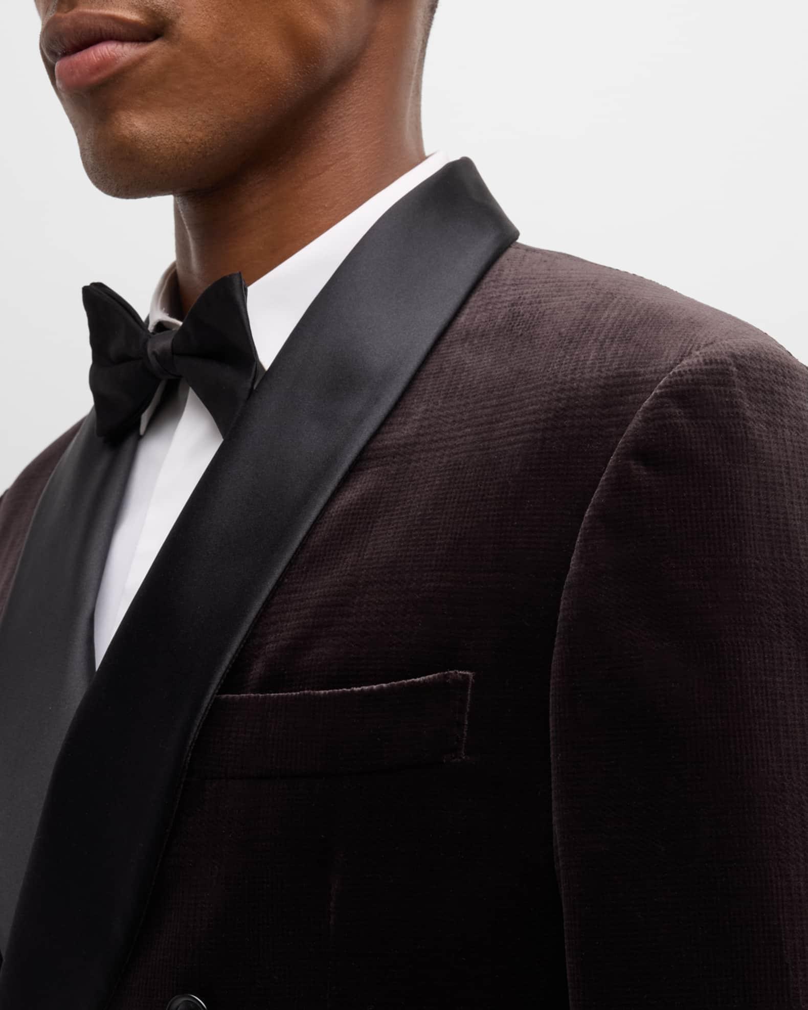 Men's Velvet Satin-Lapel Double-Breasted Dinner Jacket Product Image