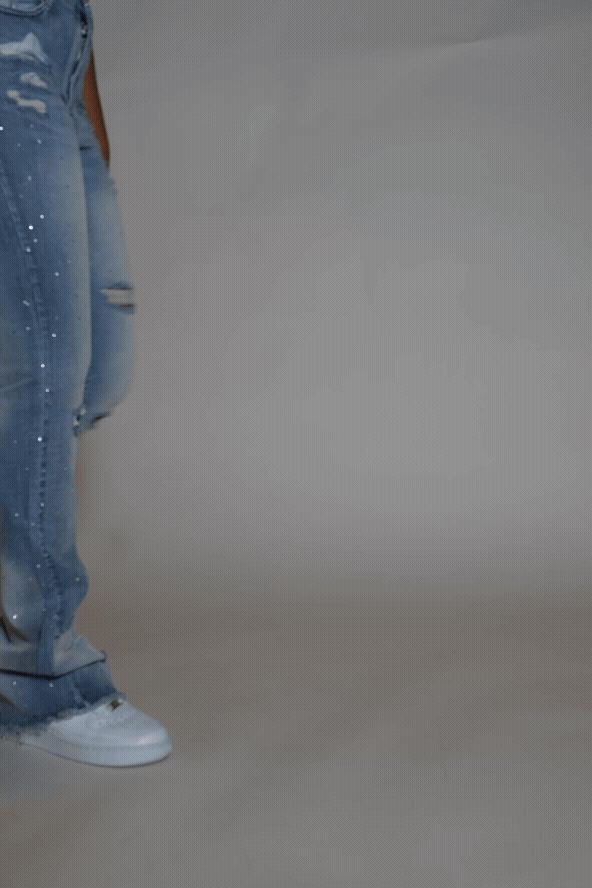 Kelle Med. Wash Rhinestone Stacked Jean Female Product Image