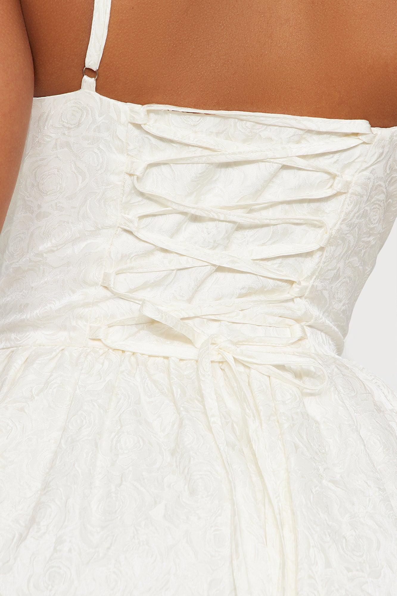 Skye Pleated Corset Midi Dress - Cream Female Product Image