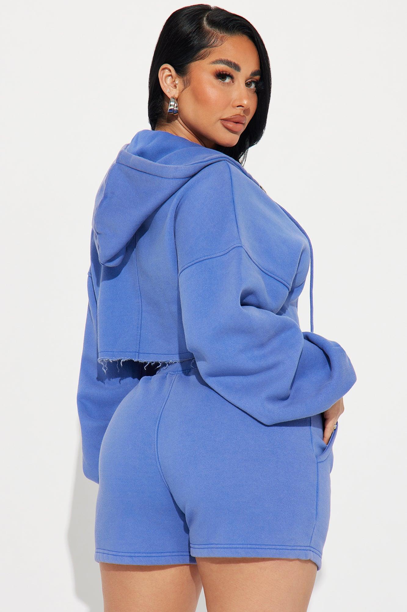 On The Go Fleece Short Set - Blue Product Image
