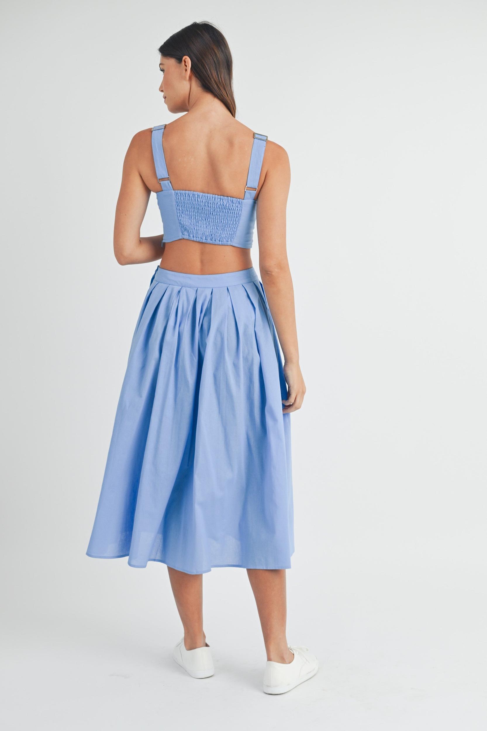 FINAL SALE Portia Pleated Wrap Midi Skirt | French Blue Product Image