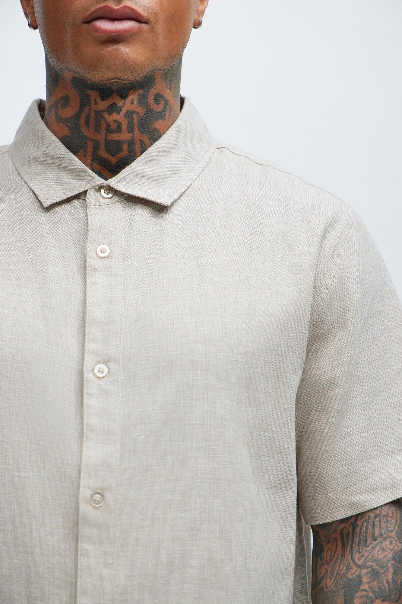 Bahamas Linen Classic Button Up Shirt - Stone Product Image