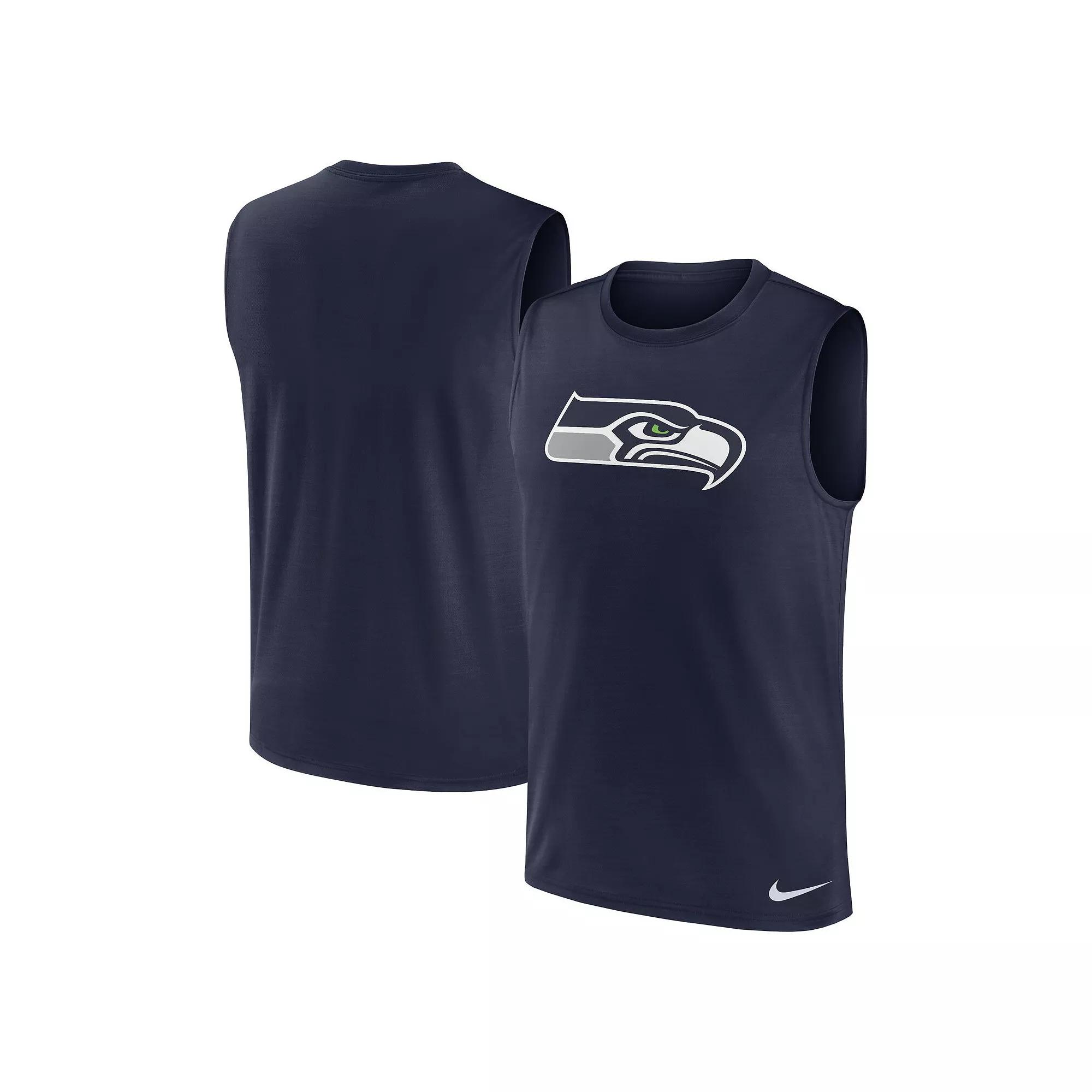 Men's Nike College Navy Seattle Seahawks Blitz Legend Muscle Perform Tank Top,  Product Image