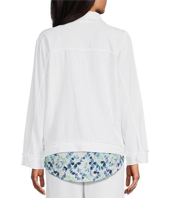 Westbound Petite Size Linen-Blend Long Sleeve Button Front Jacket Product Image