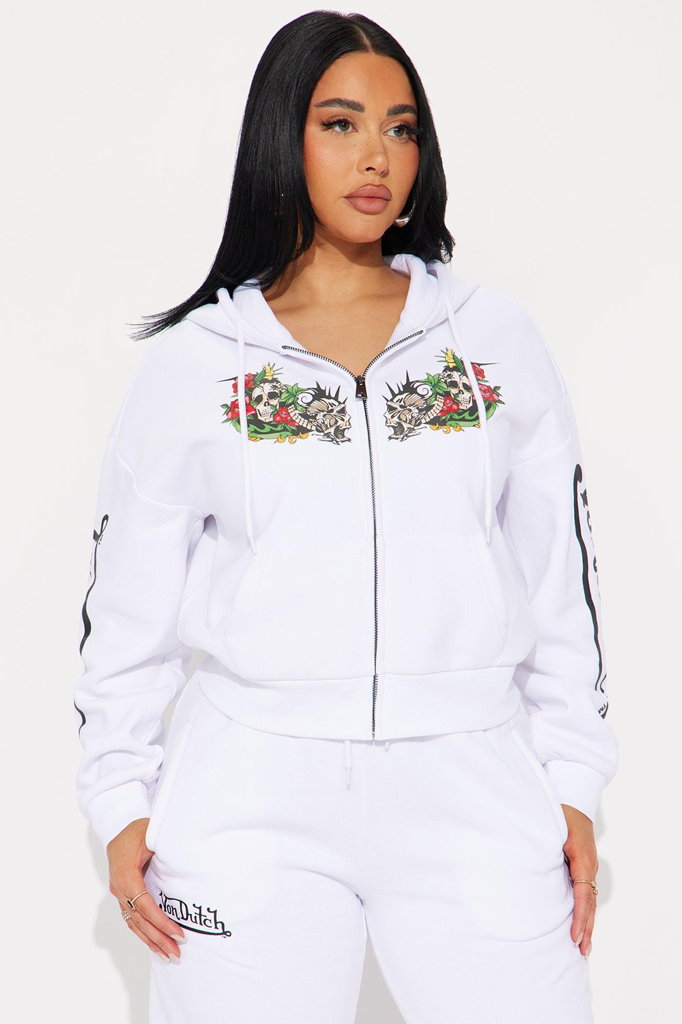 Von Dutch Skull Oasis Zip Up Hoodie - White/combo Product Image