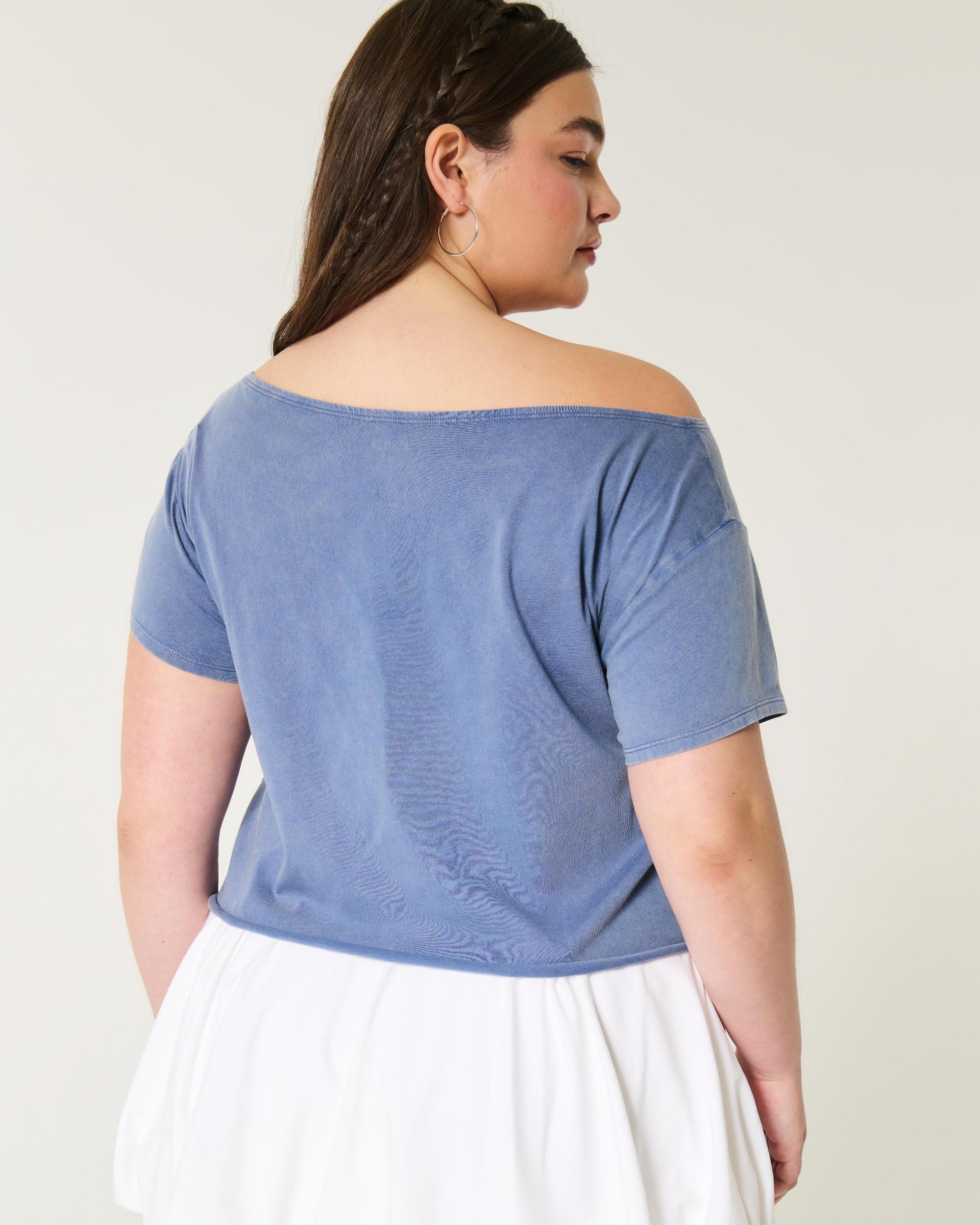 Easy Off-the-Shoulder Summer Graphic Tee Product Image