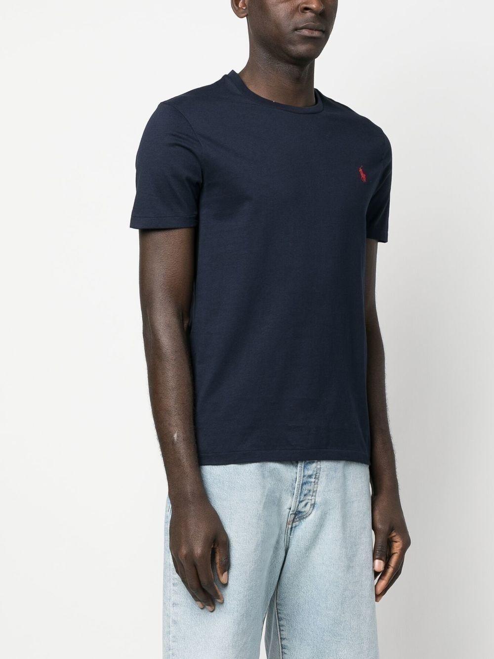 POLO RALPH LAUREN Slim-fit Logo-embroidered Cotton-jersey T-shirt In Navy Product Image