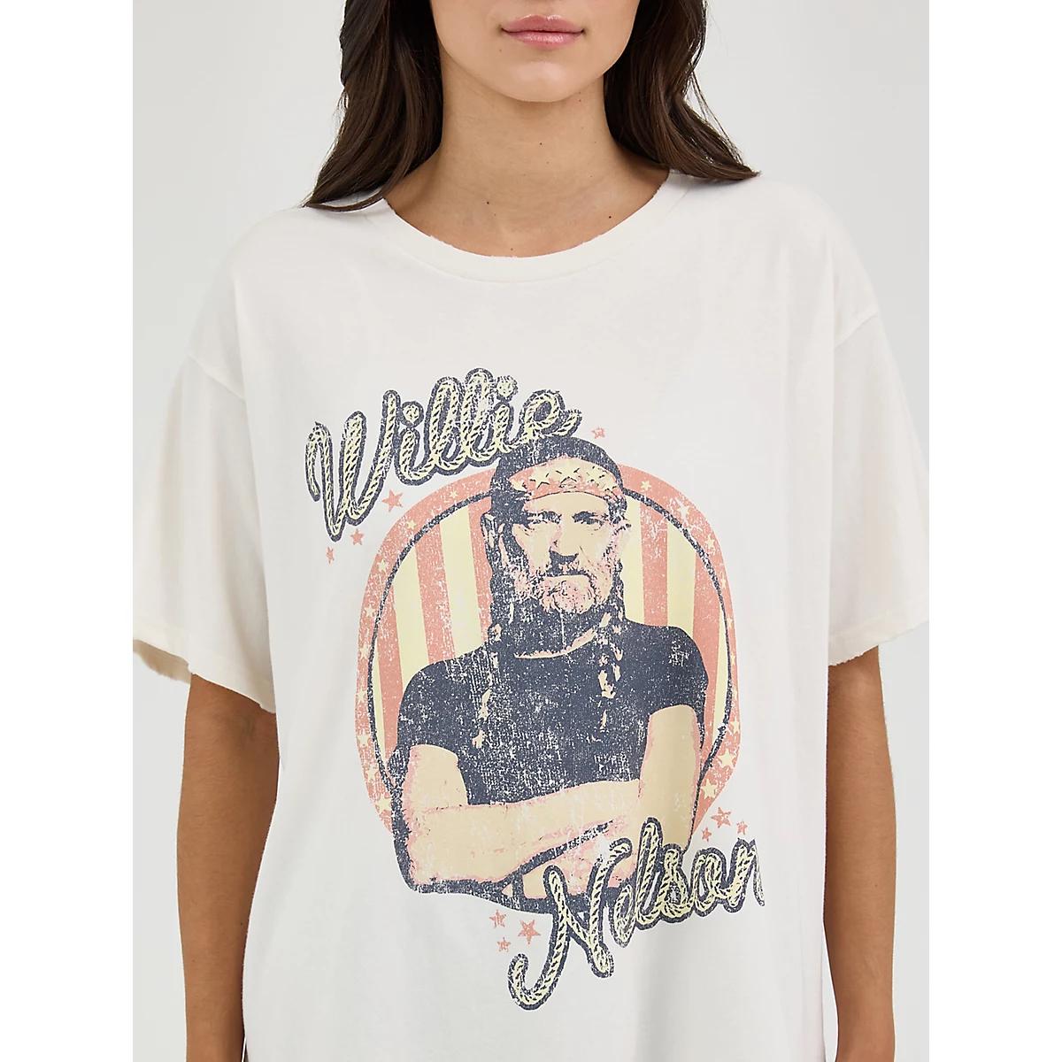 Women's Wrangler® Willie Nelson Oversized Band Tee in Marshmallow Product Image