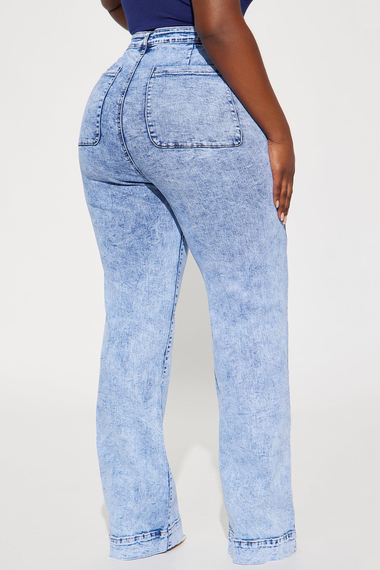 Margot Stretch Trouser Jeans - Acid Wash Blue Product Image