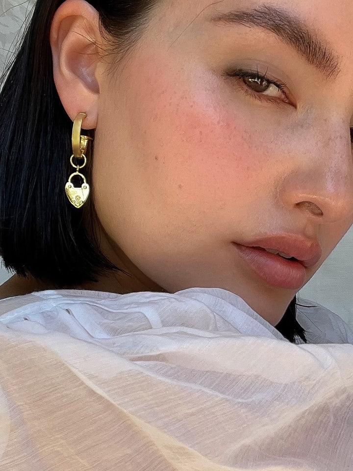 Mountain and Moon | Heart Mini Hoops Gold Product Image