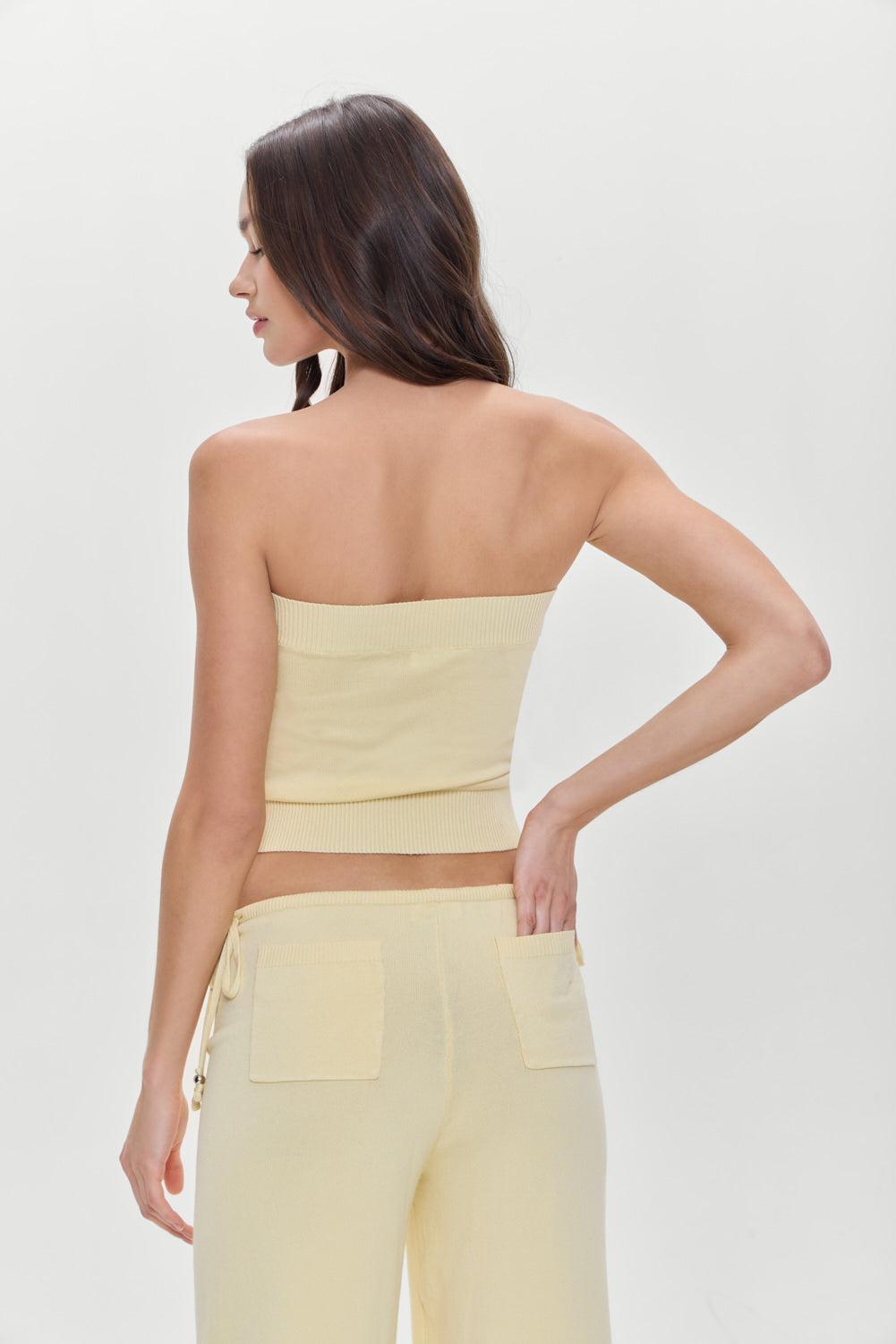 Destiny Knit Strapless Shirt - Buttercup Product Image
