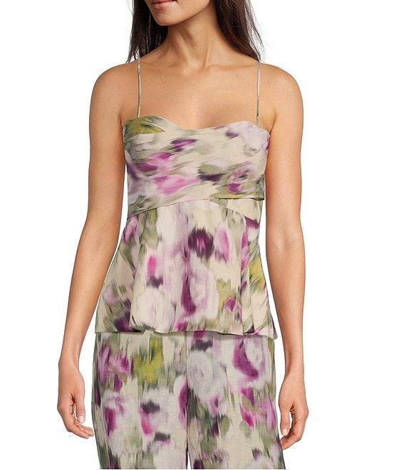 Muse by Marchesa Coordinating Heather Linen Blend Strapless Neck Sleeveless A-Line Blouse Product Image