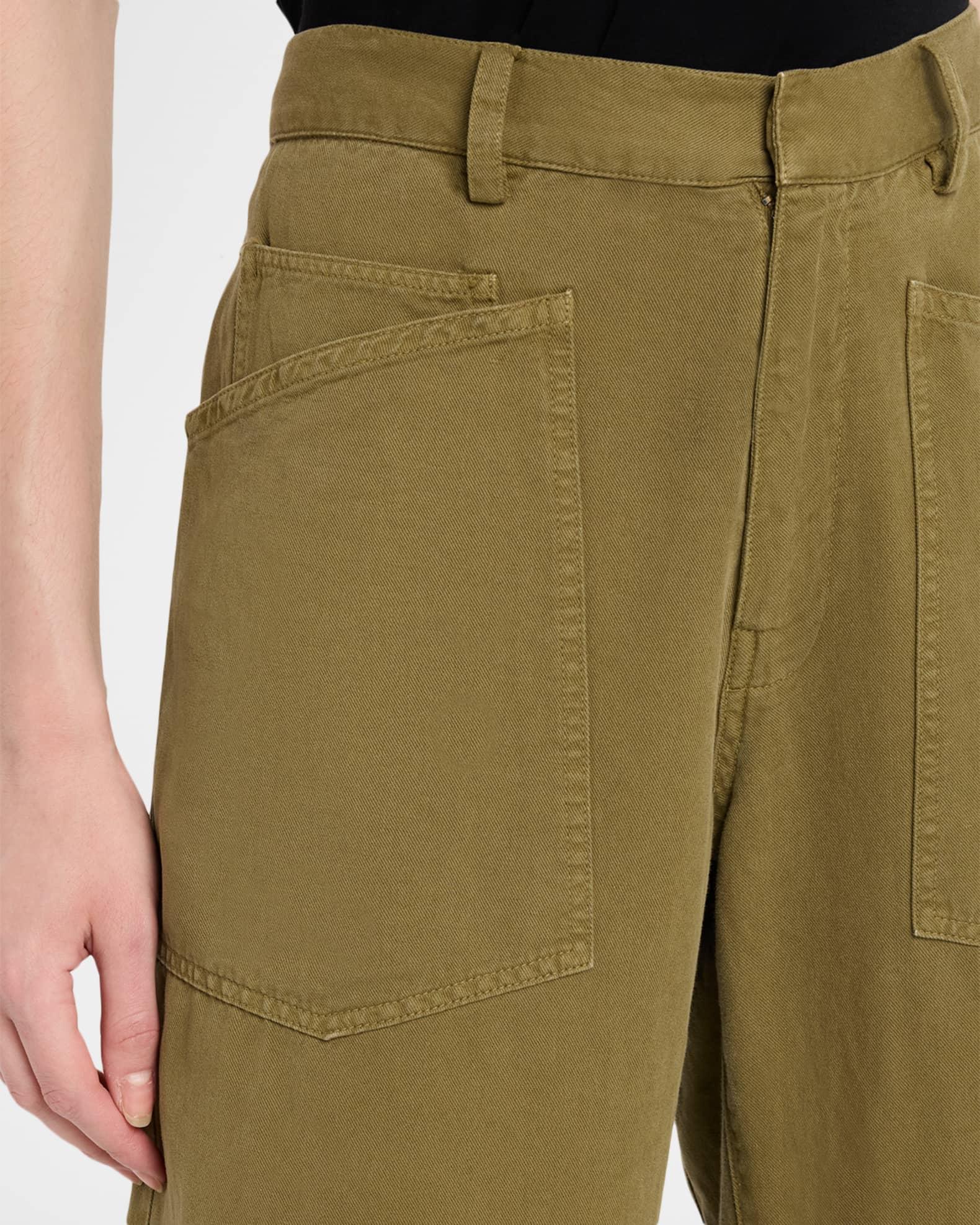 Shon Olive Green Barrel-Leg Ankle Pants Product Image