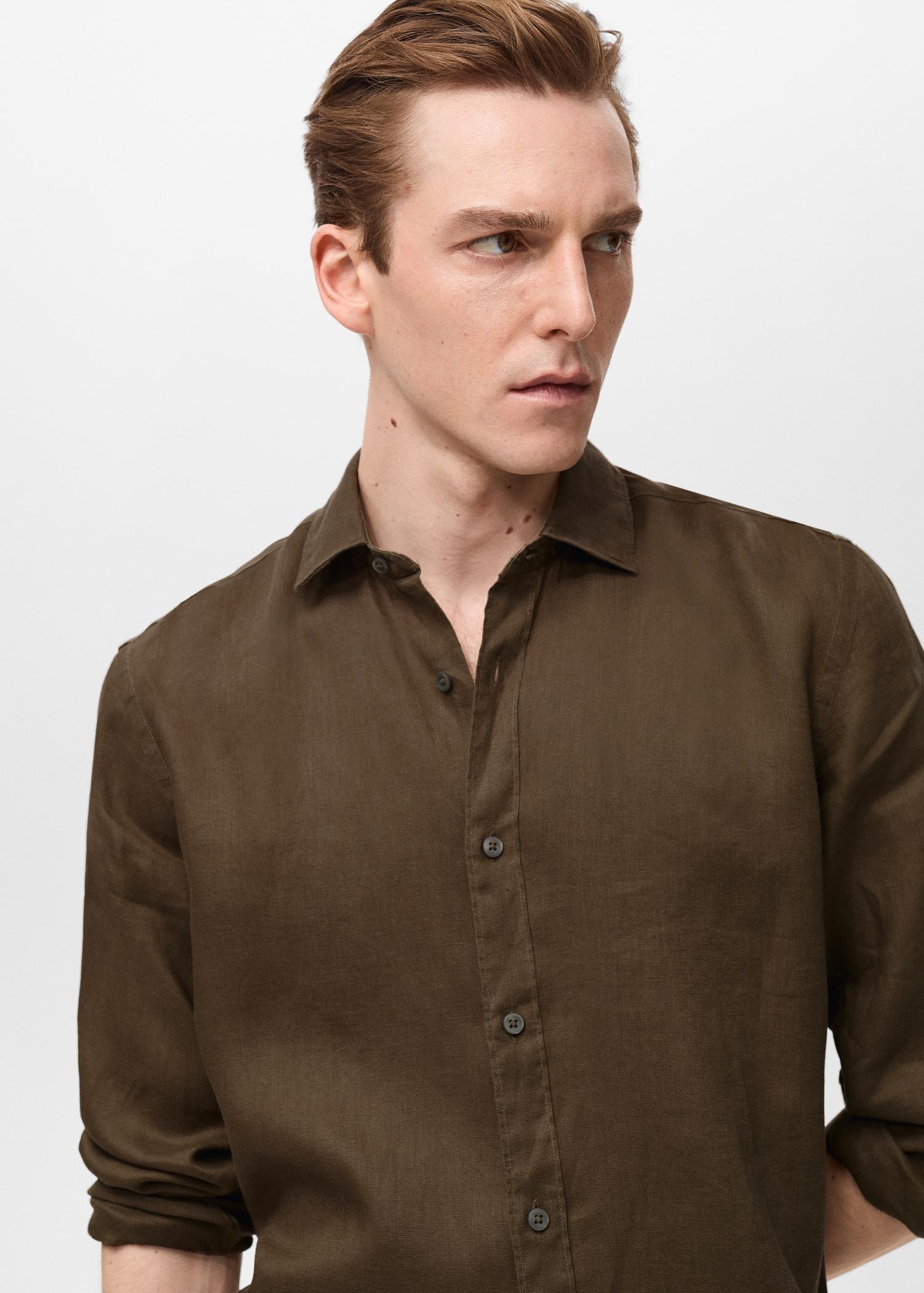 Linen 100% shirt - Men | MANGO USA Product Image