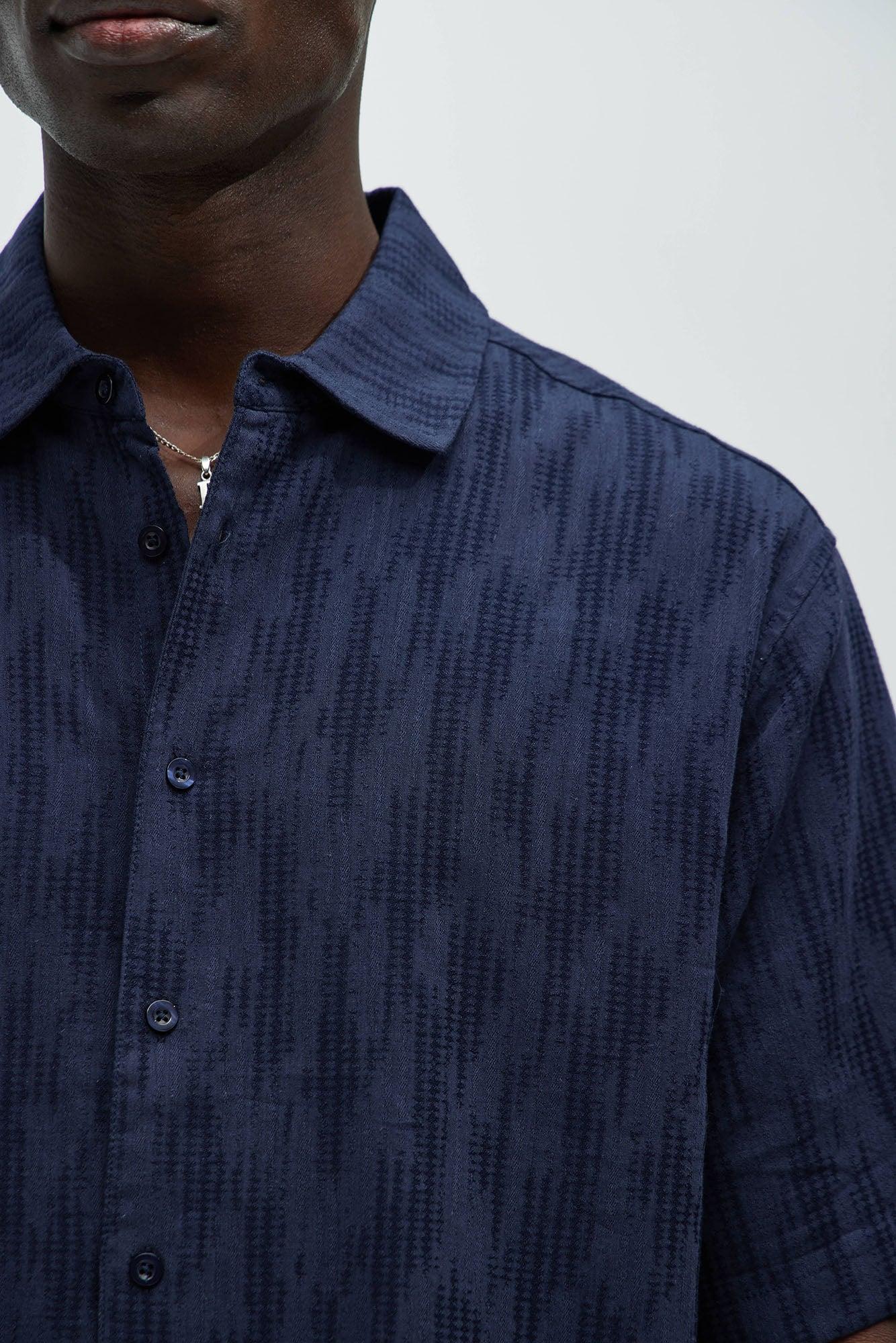 Up In The High Tide Linen Shirt - Navy Product Image