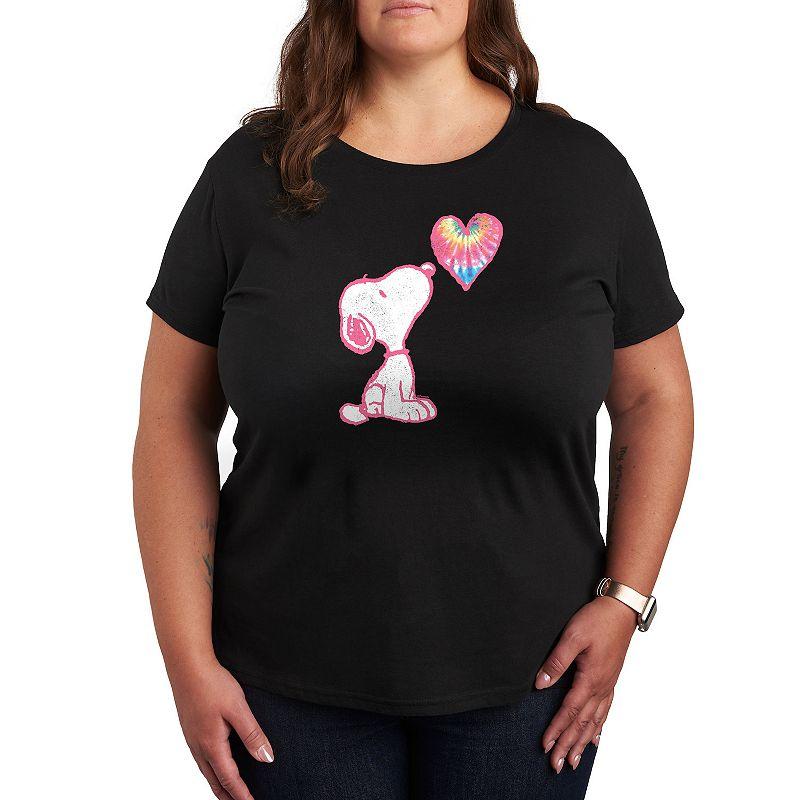 Plus Peanuts Pastel Rainbow Heart Graphic Tee, Women's,  Product Image