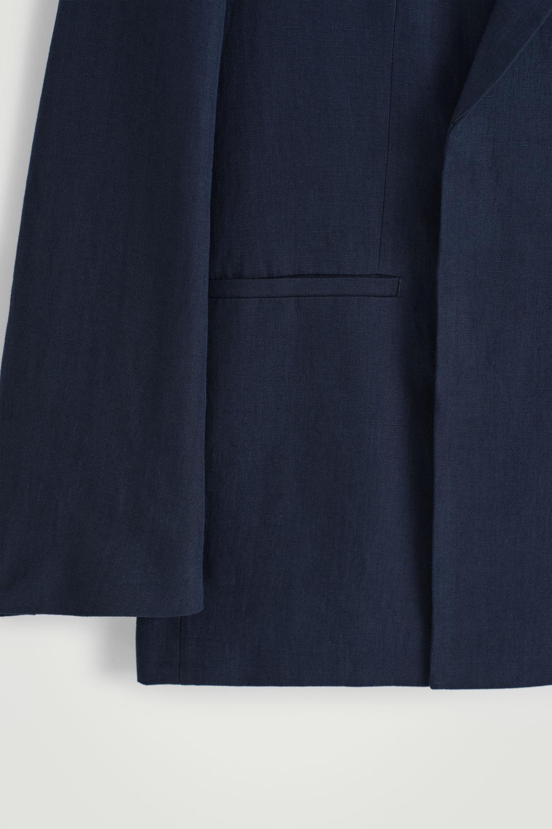 RELAXED DOUBLE-BREASTED LINEN BLAZER Product Image