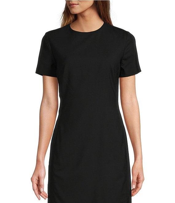 Antonio Melani Crissy Short Sleeve Crew Neck Stretch Woven Wool Blend Sheath Dress Product Image