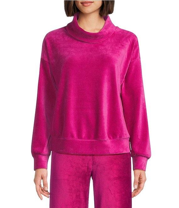 Westbound Coordinating Velour Rib Long Sleeve Funnel Neck Top Product Image