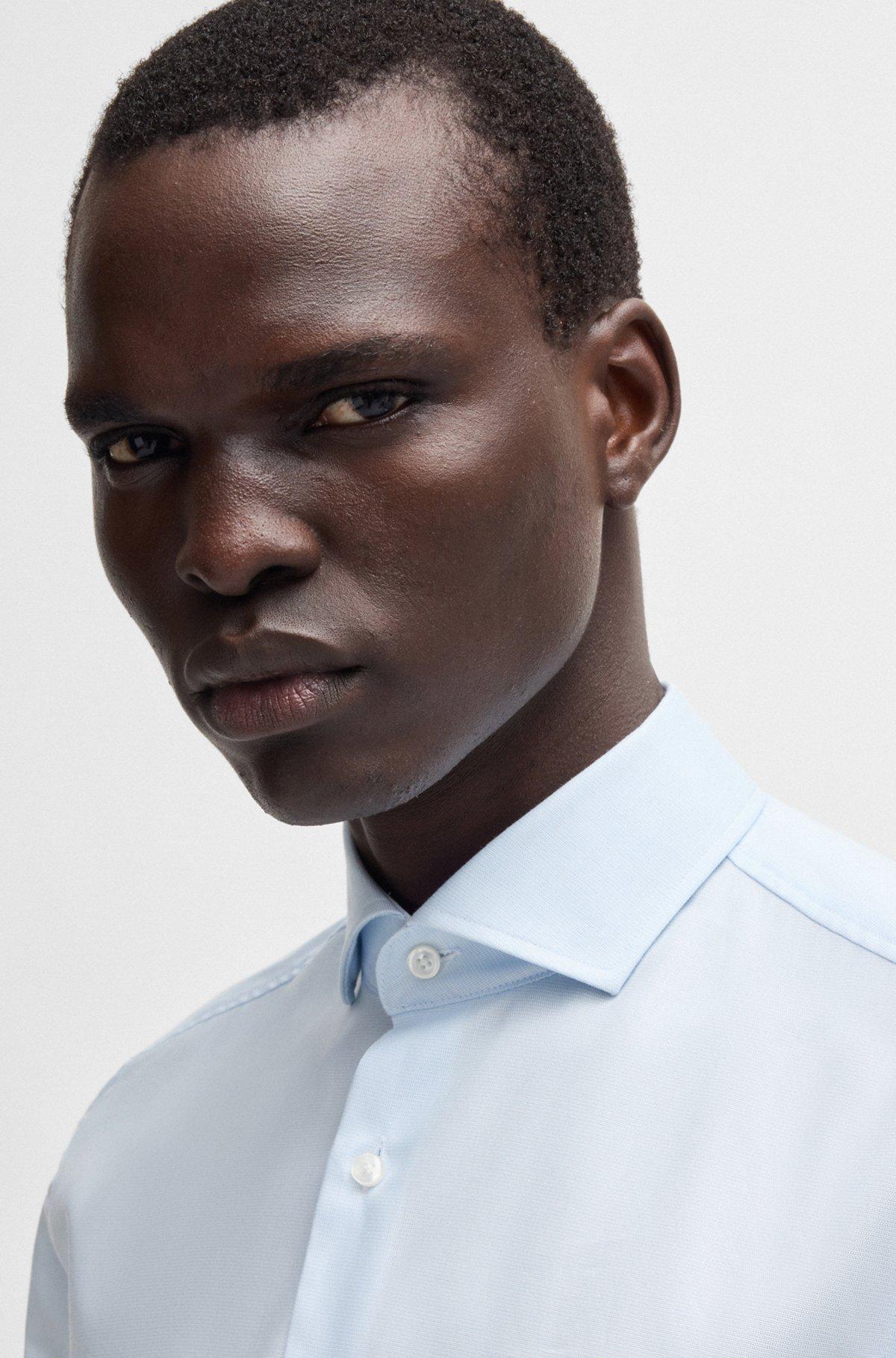 Slim-fit shirt in a structured cotton blend Product Image