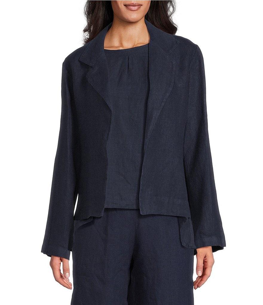 Bryn Walker Lewis Linen Notch Collar Long Sleeve Open Front Jacket Product Image