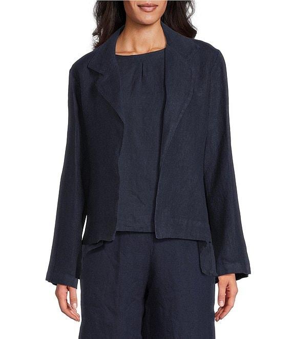 Bryn Walker Lewis Linen Notch Collar Long Sleeve Open Front Jacket Product Image