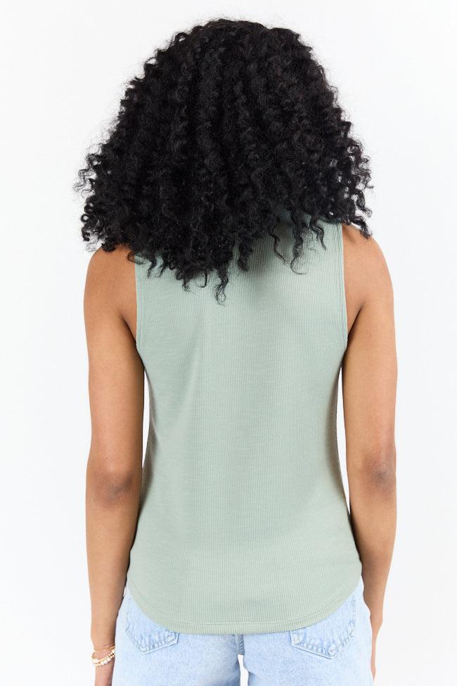 Casual Outing Sage Knit Henley Tank FINAL SALE Product Image