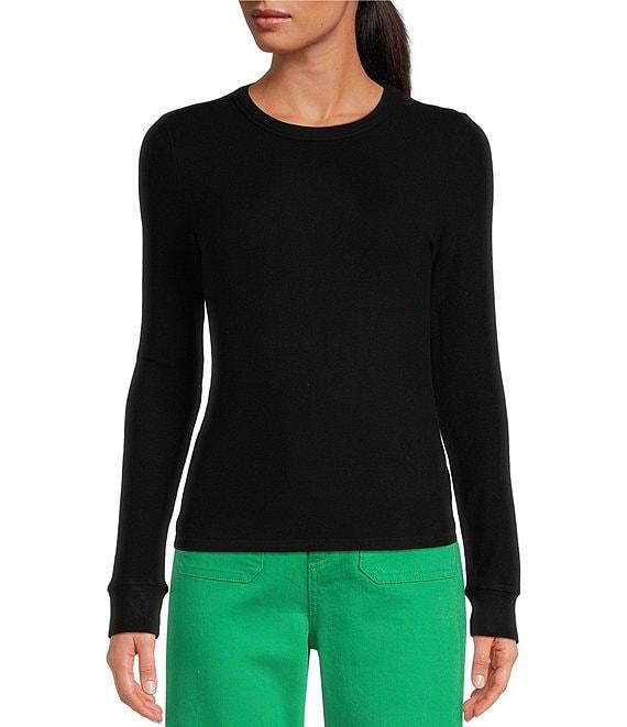 Every Crew Neck Long Sleeve Ribbed Knit Shirt Product Image