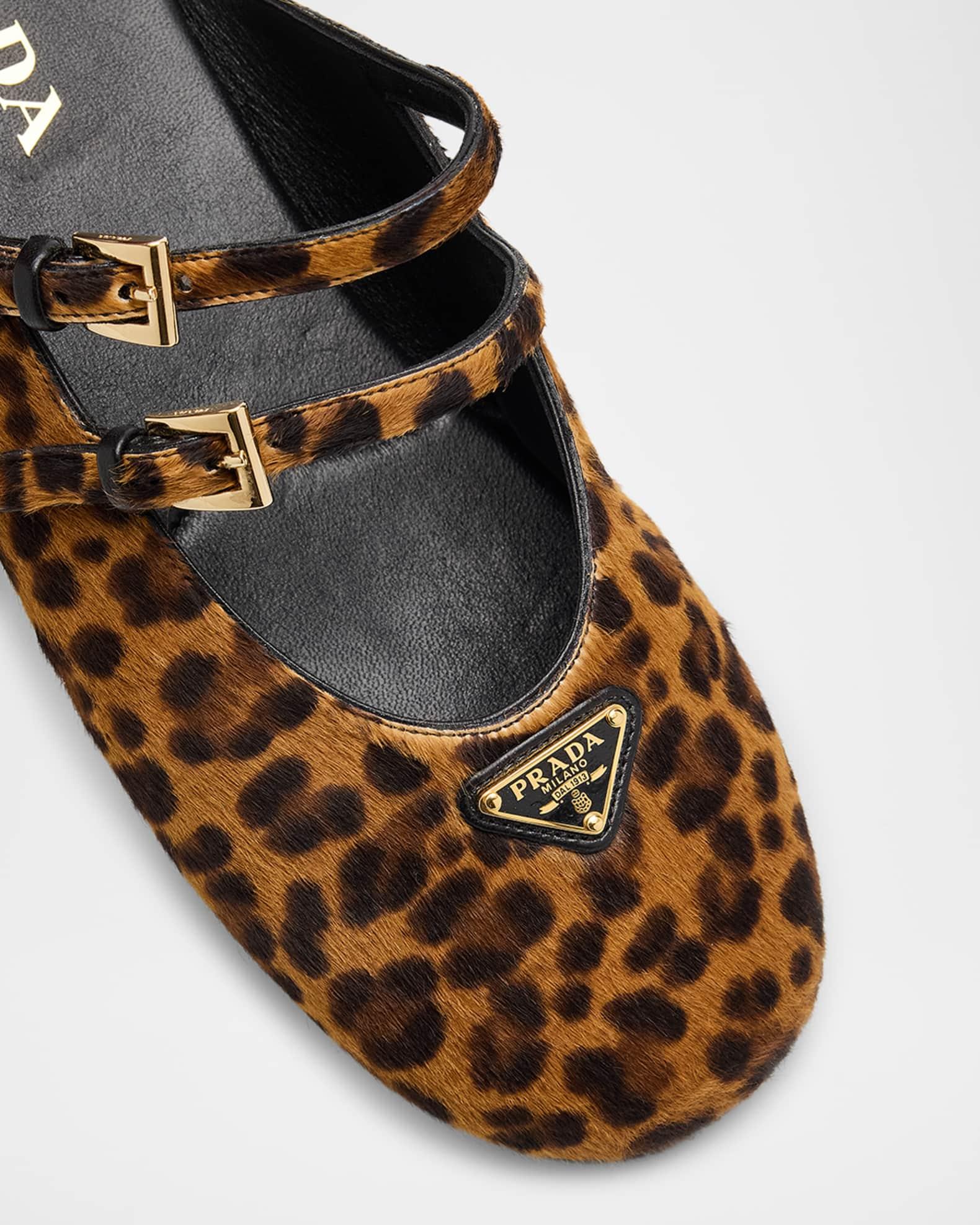 Leopard-Print Pony Hair Dual Mary Jane Ballerina Mules Product Image