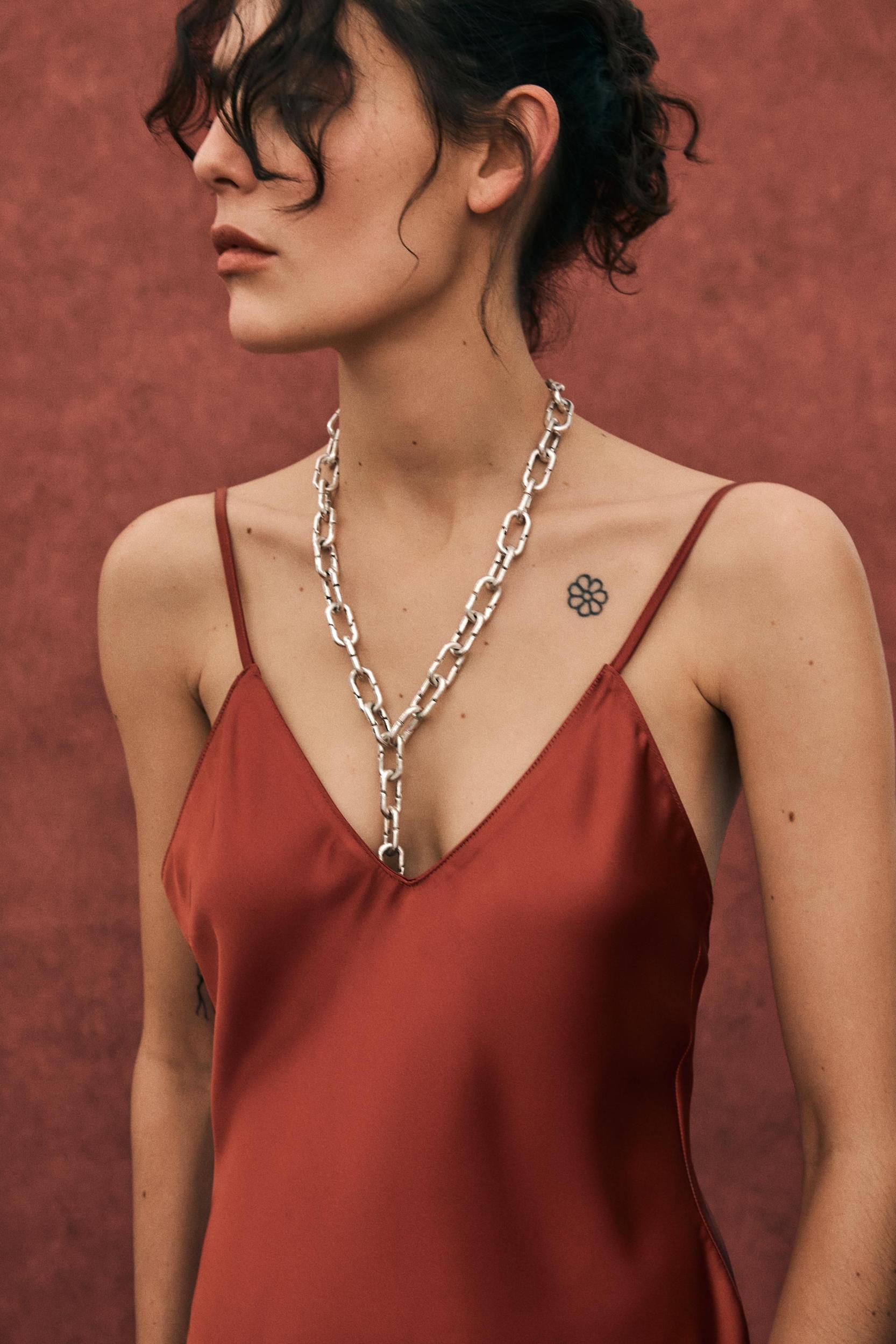 SATIN EFFECT MIDI DRESS Product Image