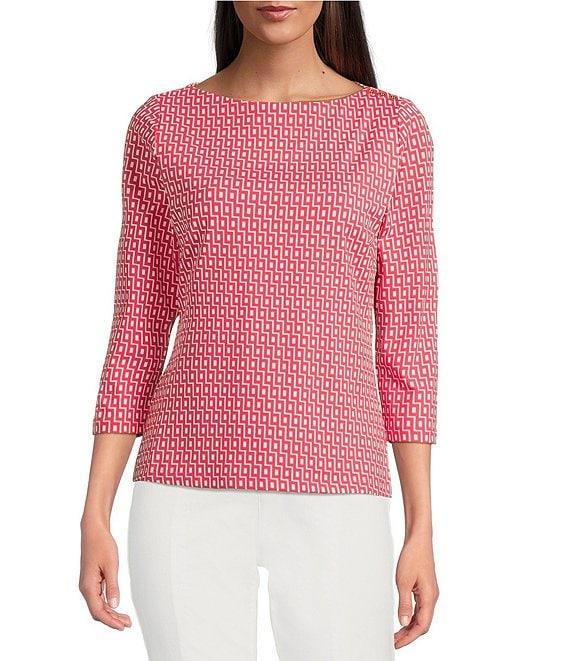 J.McLaughlin Wavesong Catalina Cloth Button Boat Neck 3/4 Sleeve Top Product Image