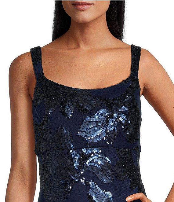 R & M Richards Embroidered Sequin Sweetheart Neck Sleeveless Mermaid Gown Product Image