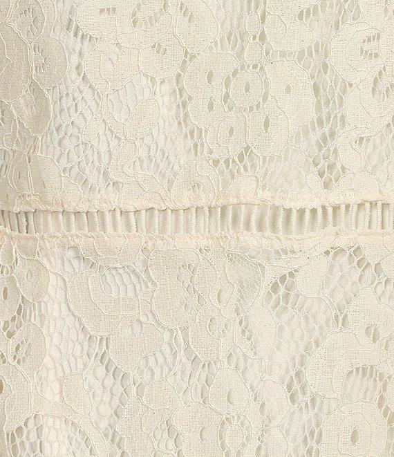 Scully Lace V-Neck Long Bell Sleeve Scalloped Hem A-Line Dress Product Image