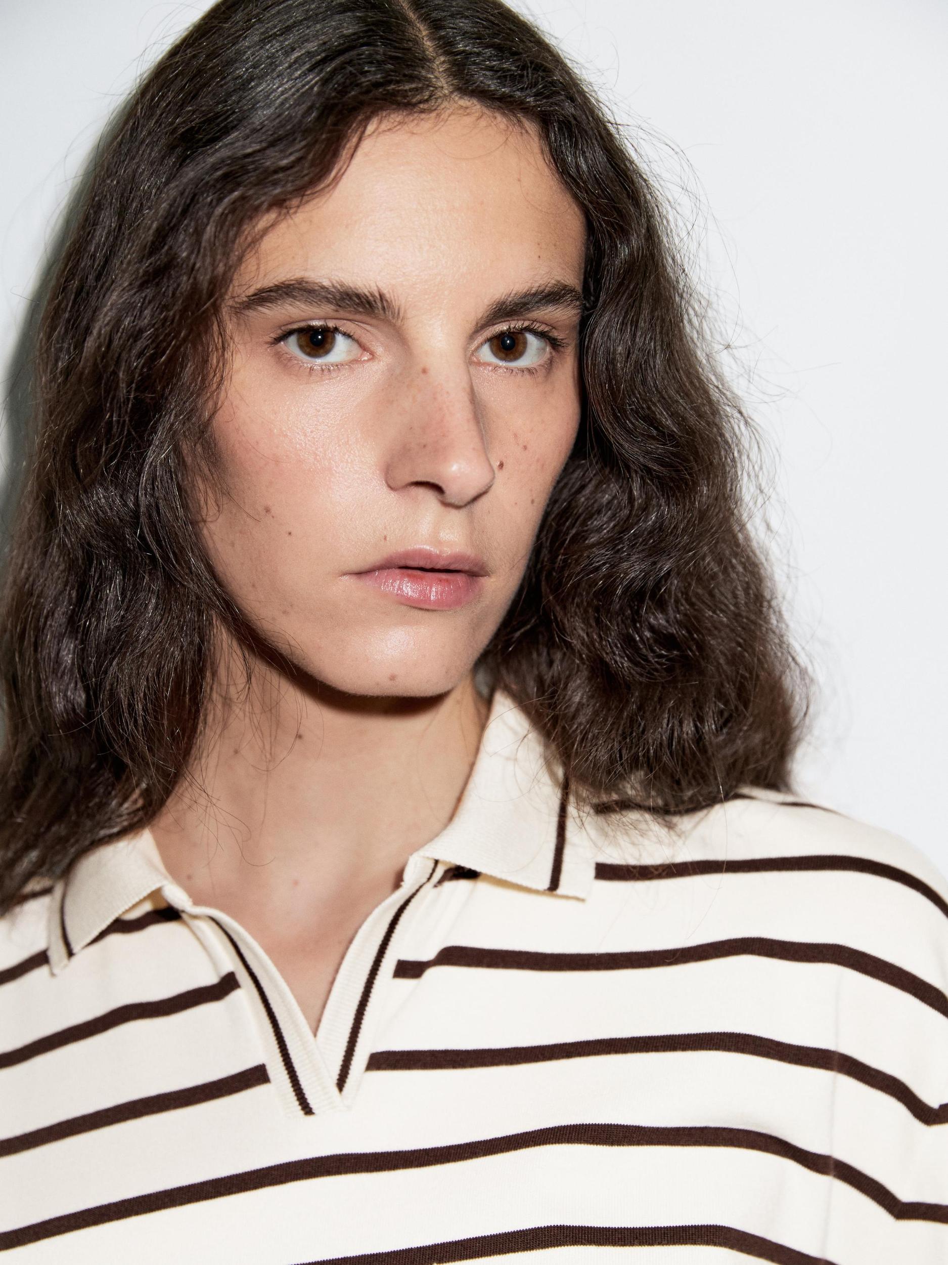 100% cotton striped polo shirt Product Image