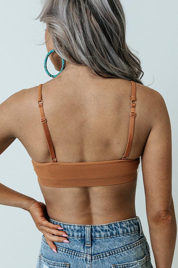Back To Basics Seamless Ribbed Bralette In Camel Product Image